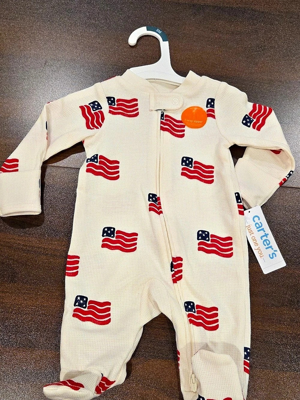 carter's Flag Print Footie Size 3M NWT